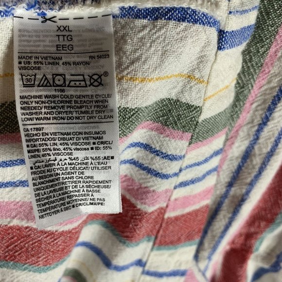 Old Navy Shirt Dress Womens 2XL Striped Pockets Linen V-Neck Sleeveless 8567 - Picture 5 of 7